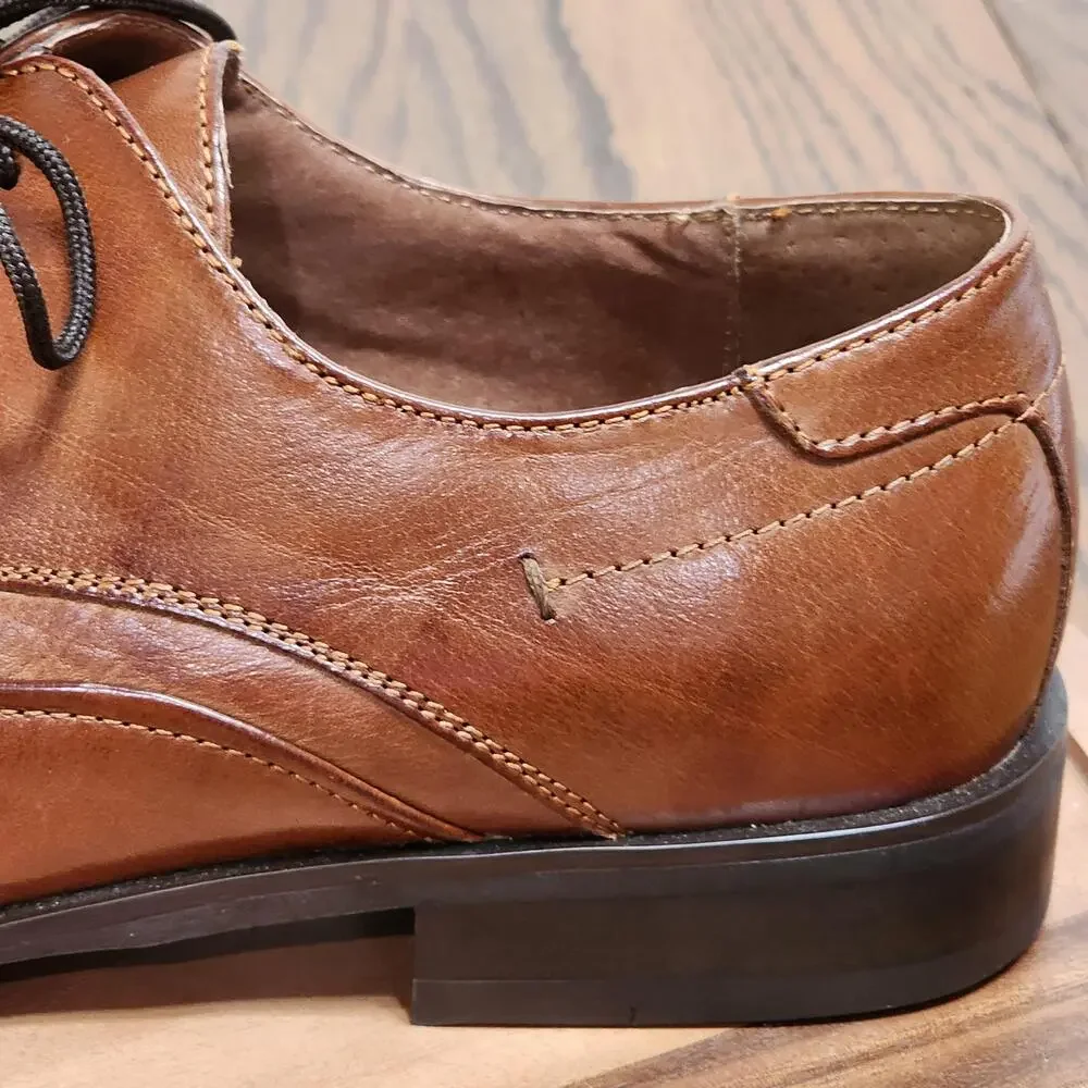 Stacy Adams Shoes Mens Size 10 Brown Leather Derby Dress Square Toe 23292-03
